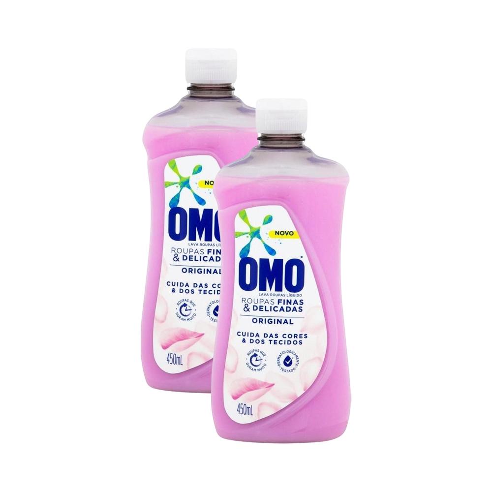 Kit 2 Lava-Roupas Omo Líquido Roupas Finas e Delicadas Original 450 ml em Oferta na Shopee