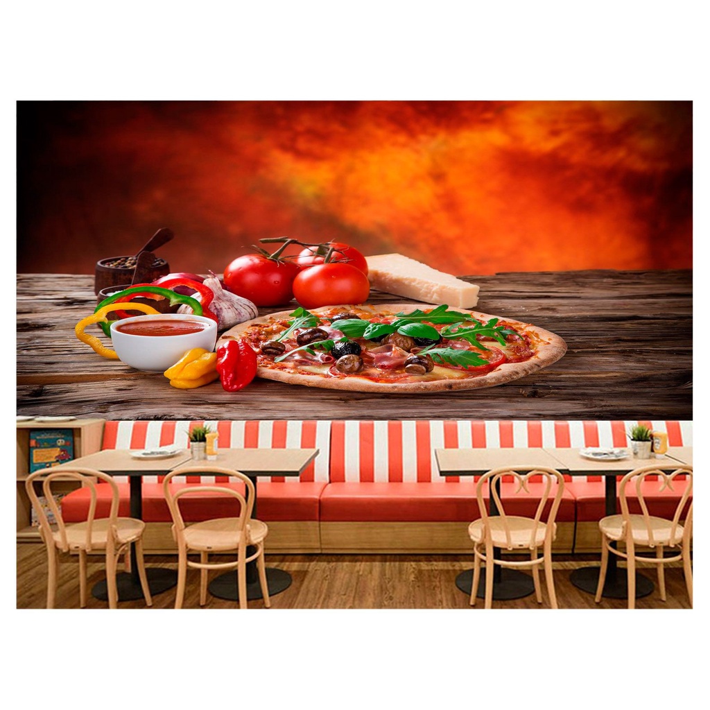 papel de parede Alimento Pizza Queijo 3D 6m² AL147
