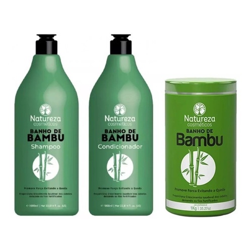Kit  Bambu Natureza Cosmético 3 X 1 ( Shampoo 1l + Condicionador 1l + Máscara 1kg )