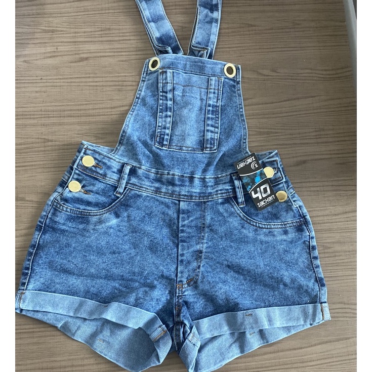 macaquinho jeans com lycra