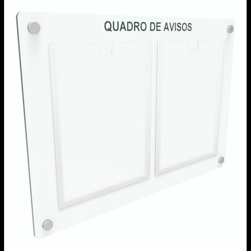Quadro De Aviso Gestão Mdf C/ 2 Displays Acrílicos P/ A4 Bordas brancas