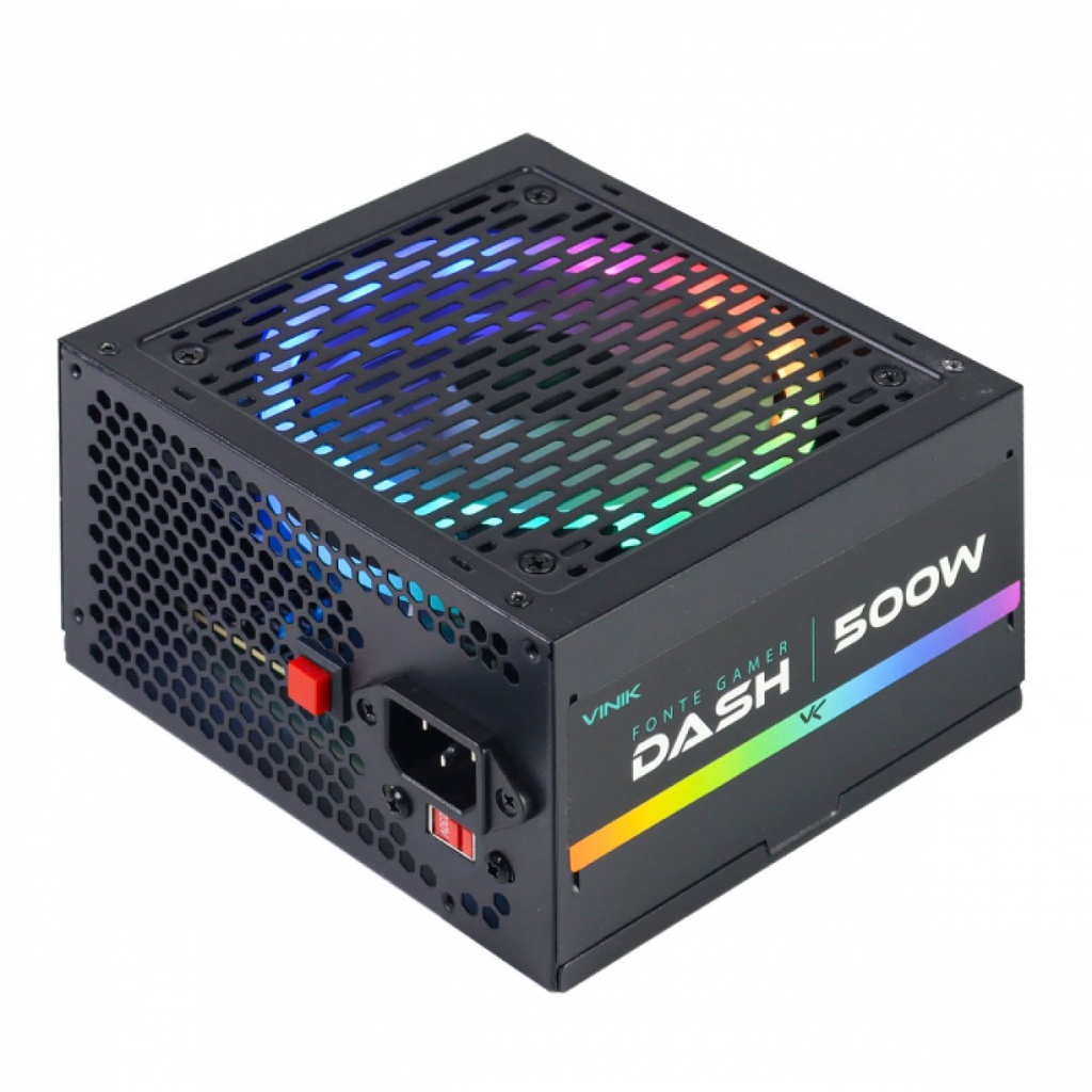 Fonte Atx Dash 500w Gamer C/ Rgb Vinik Para Pc Gamer Bivolt
