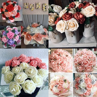 50Pcs 8cm Rosa 14 Cores Flor Artificial De Alta Qualidade Espuma Bolo Topper Casamento Nupcial Buquê De Parede Backg
