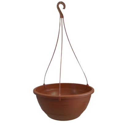 5 vasos modelo cuia marrons para plantas pendentes, 31cm diâmetro ,6,6 L com haste de 47cm