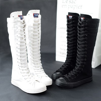 botas de tecido cano longo