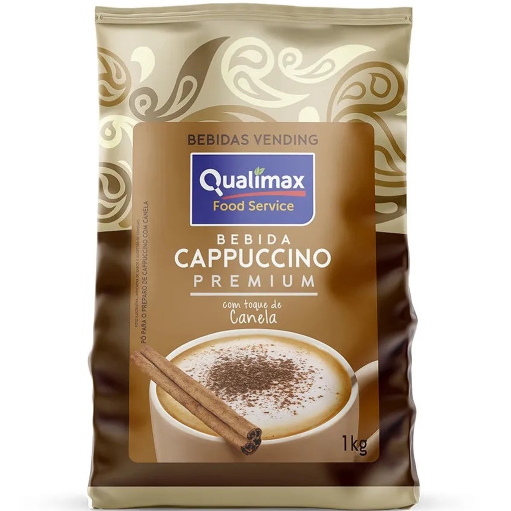 Bebida Cappuccino Com Canela Premium Pó Qualimax Vending 1kg