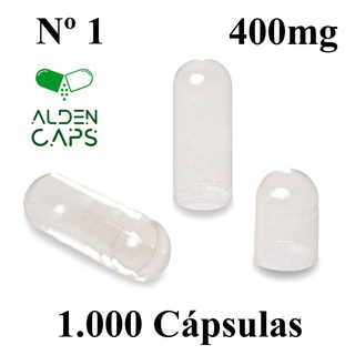1.000 Cápsulas Vazias de Gelatina Incolor Nº 1 (400mg)
