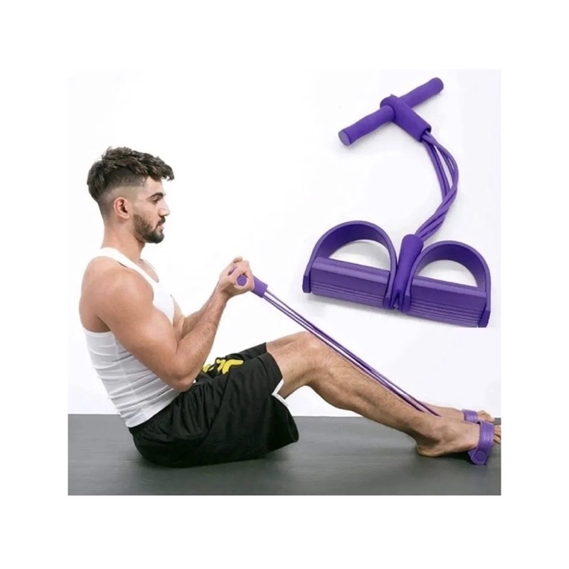 Extensor 4 Elásticos Exercícios Academia Ginástica Tensão Forte Faixa Elástica de Resistência Corda para Puxar Academia