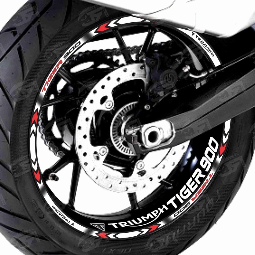Adesivo Friso Refletivo Roda Moto Triumph Tiger 900 GT PRO Tiger 900 Rally PRO + Adesivos  branco vm