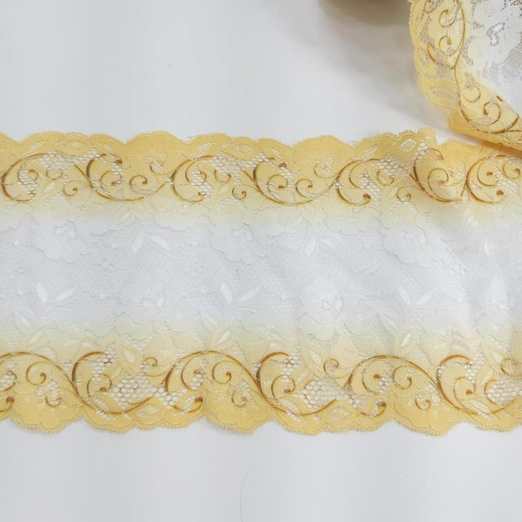 Renda Elástica  18cm   Estampa digital Violeta 180 Amarelo o metro 4969 001 - 416SA35