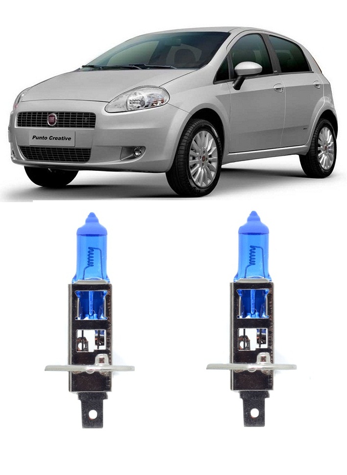 Par Lampada Super Branca Farol de Milha Fiat Punto ANO 2007 ao 2017 8500k H1