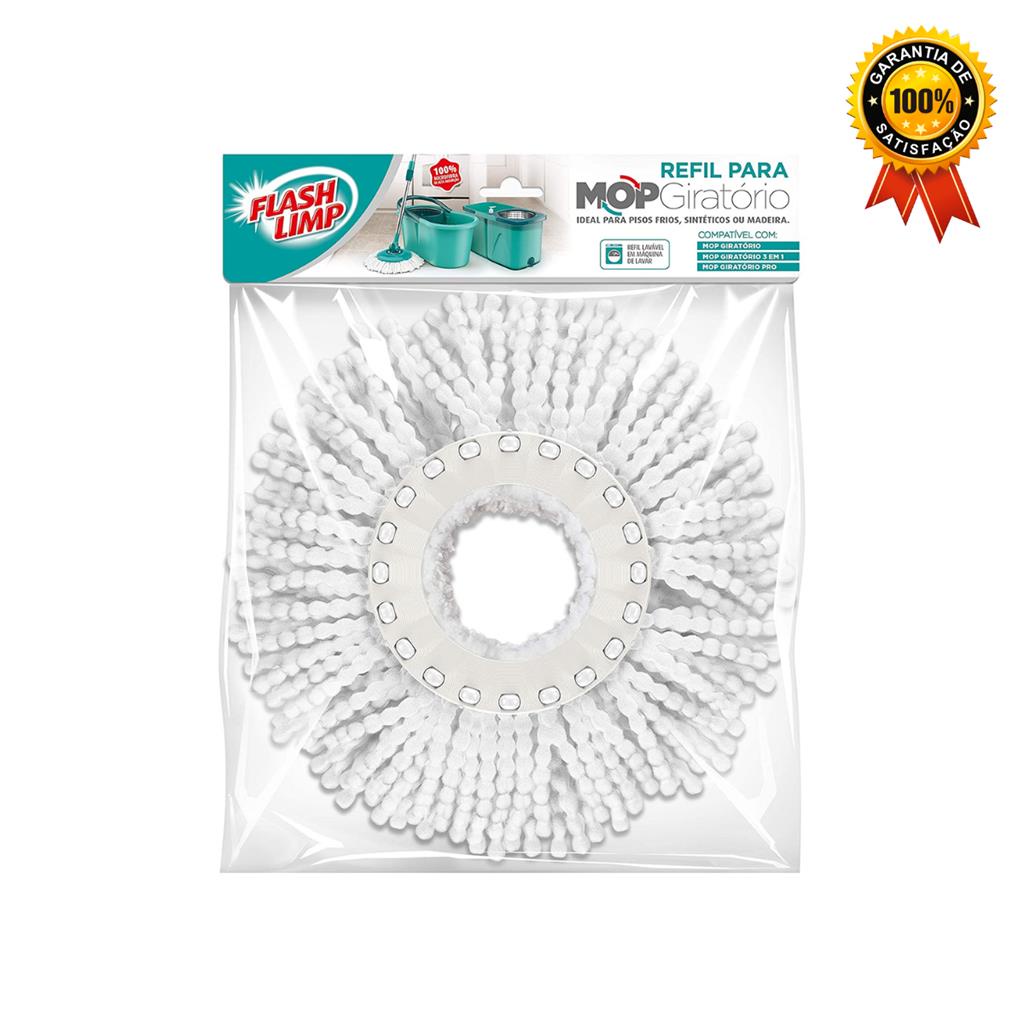 Refil microfibra para Mop Giratorio, balde 12 litros, compativel com os modelos: Ref.:(MOP7290, MOP7824, MOP9782, MOP8258, MOP8209-VA, MOP8210), RMOP8210, Flash Limp