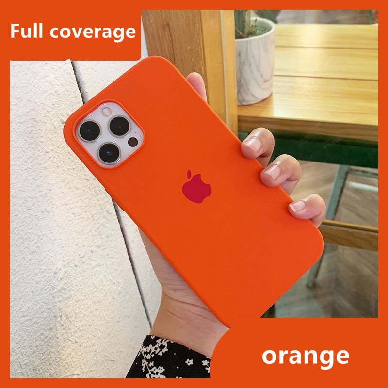 laranja Para iphone 14/13/12/11/XSmax/XR/X/8Plus/7/SE/6sp /Mini/Plus/Pro/Pro Max alta qualidade Nova capa de silicone Capa