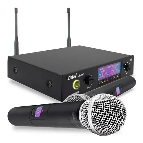 Microfones Sem Fio Wirelles Uhf Profissional Lelong le-907 original