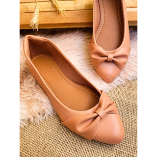 Sapatilha Feminina Bico Fino Napa Nobuck Preta e Nude Confortável Macia Laço Sapato Feminino Promoção Original em Oferta na Shopee