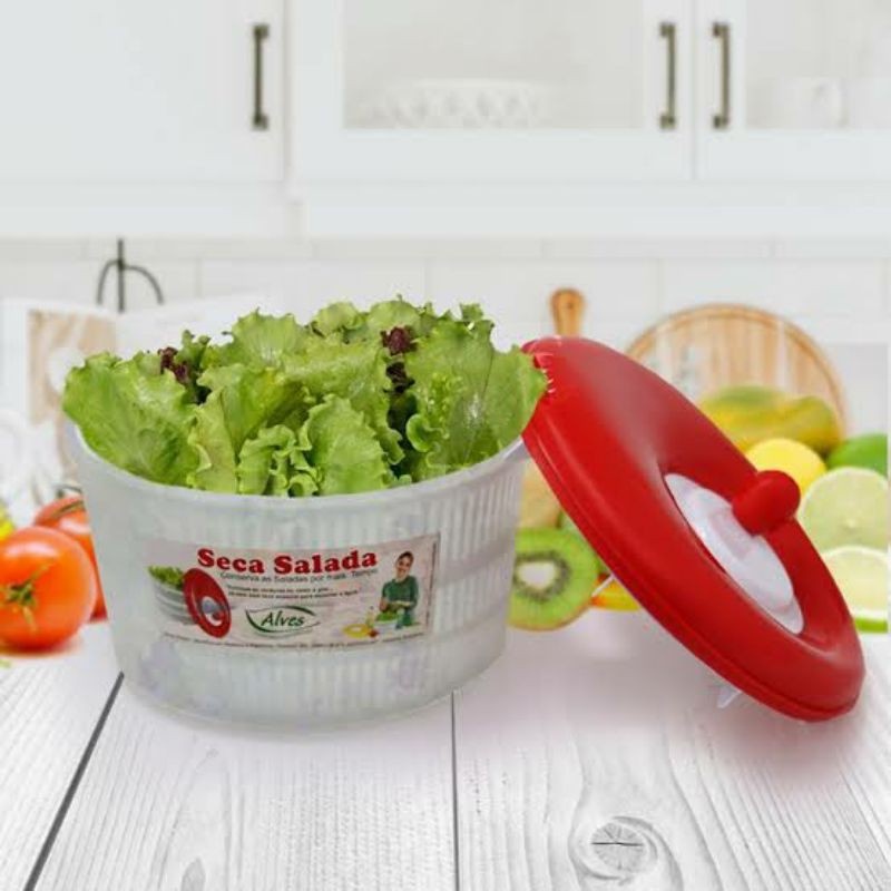 Centrífuga para lavar salada - Lava salada - Secadora de Salada grande Manual Verduras Vasilha