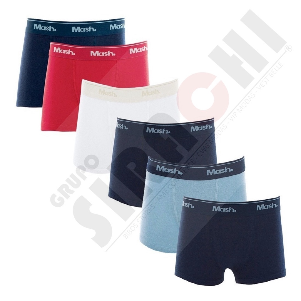 KIT 12 CUECAS BOXER INFANTIL MASH ALGODÃO COTTON MASH 110.07