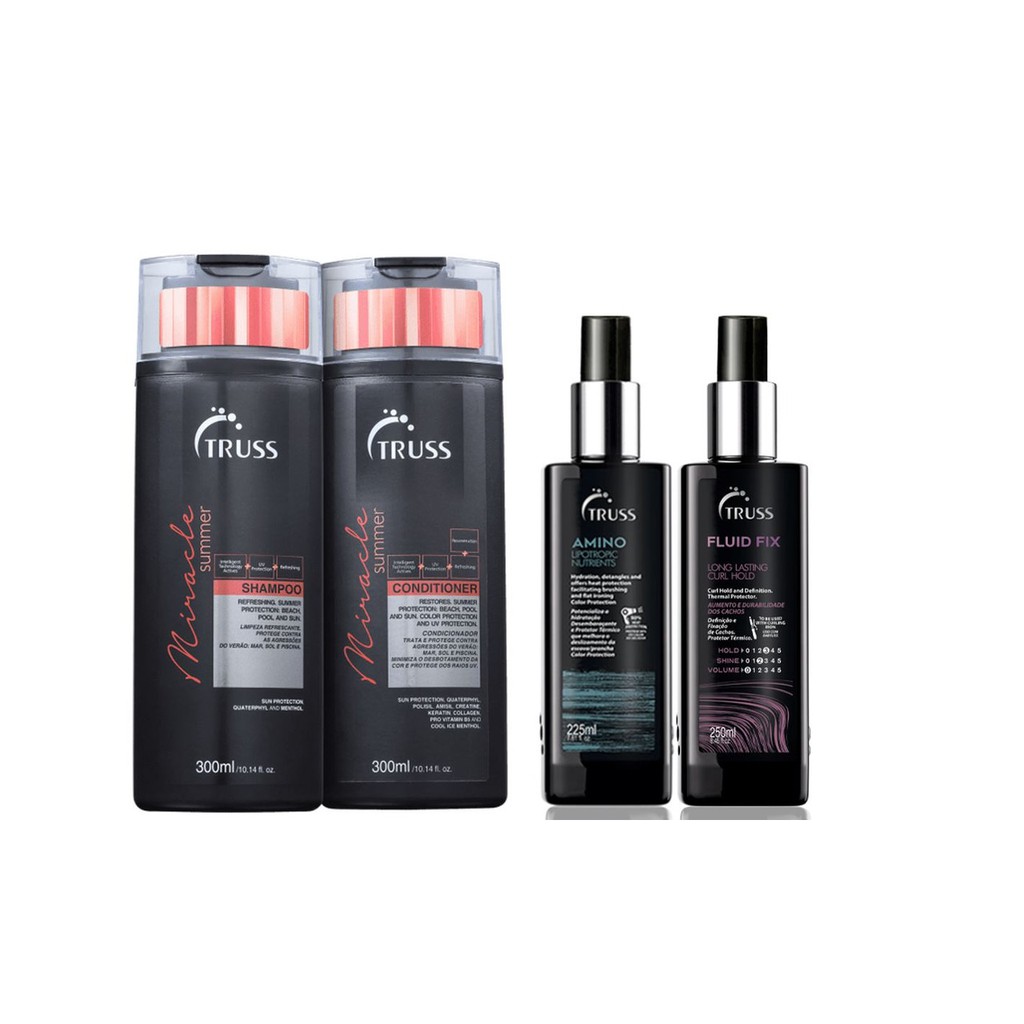 Truss Miracle Summer Shampoo e Condicionador e Amino e Fluid Fix