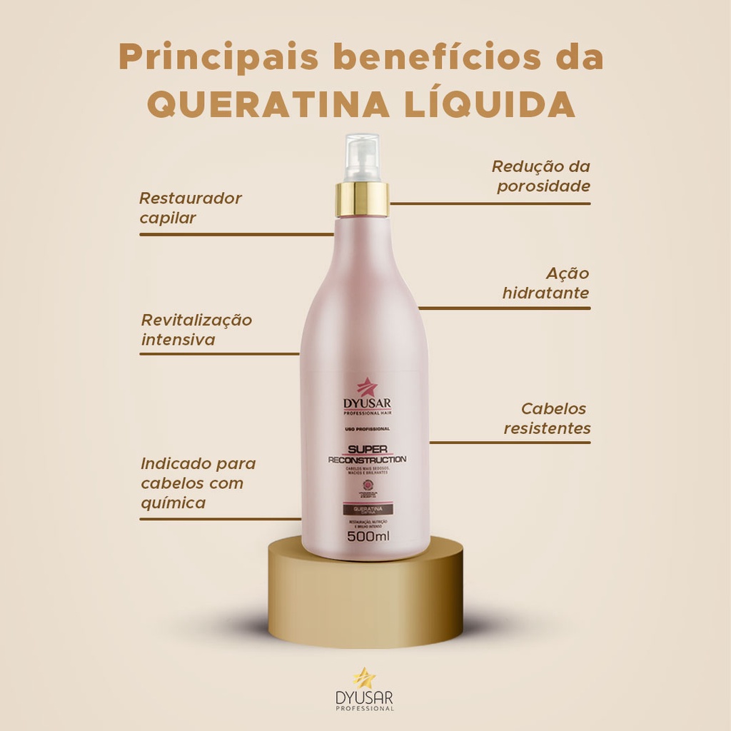 Queratina Cistina Super Reconstrução Capilar Profissional DYUSAR 500 ml em Oferta na Shopee
