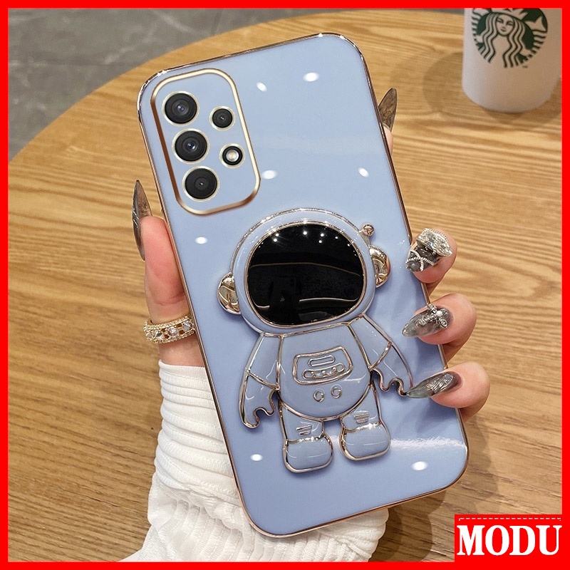 MODU Case Capa Capinha De Celular Para Samsung Galaxy A24 A14 A74 A52S 5G A32 A52 A72 A23 4G 5G Macaron Color Com Suporte De Astronauta De Alta Qualidade