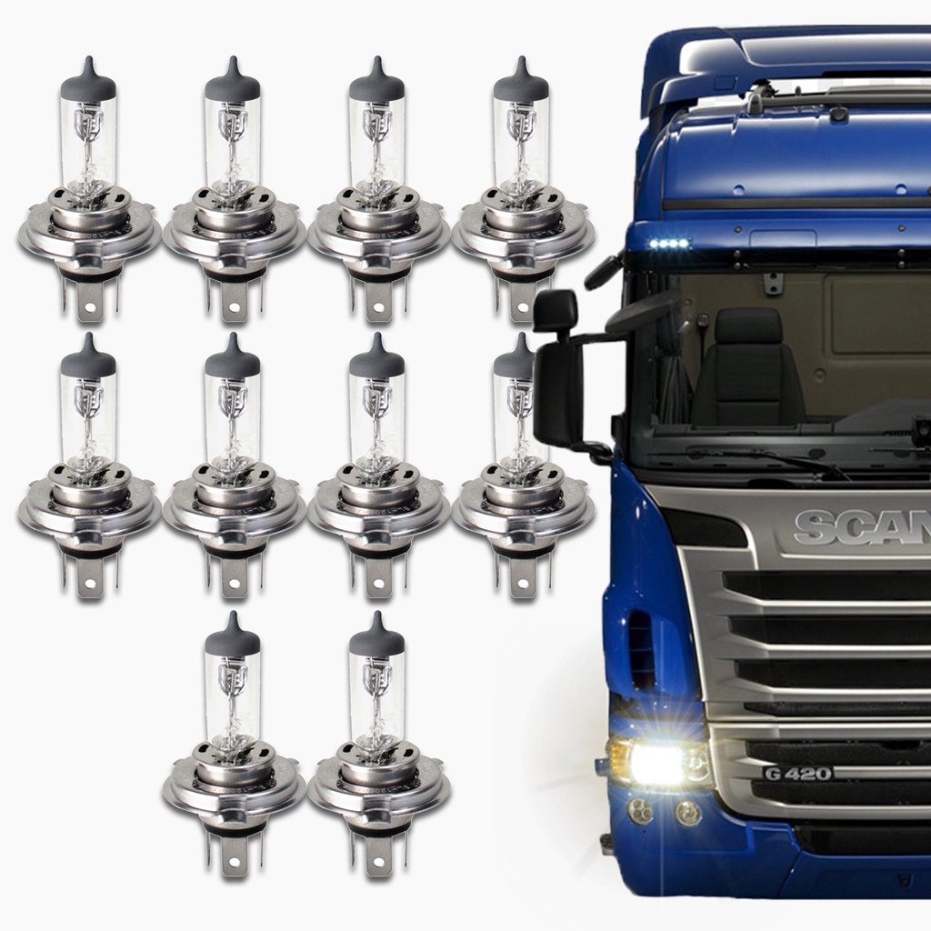 Kit com 10 Lâmpadas Automotiva Halógena H4 24v 75/70w Para Caminhão em Oferta na Shopee