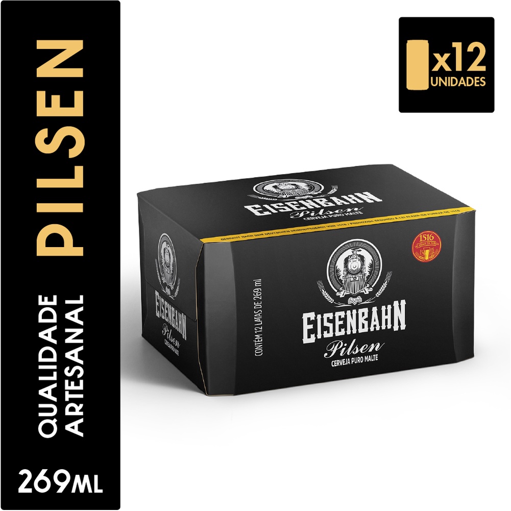 Cerveja Eisenbahn Pilsen LATA 269 ML - Pack com 12 Unidades