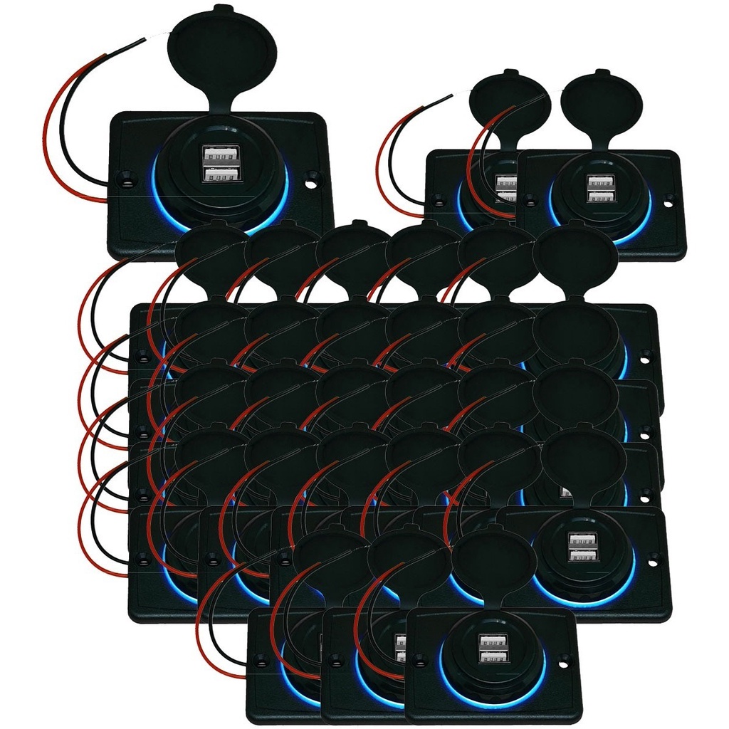 Kit 30 Carregador de Celular Automotivo 2 USB C/ Moldura Removível - RS-1123U BR