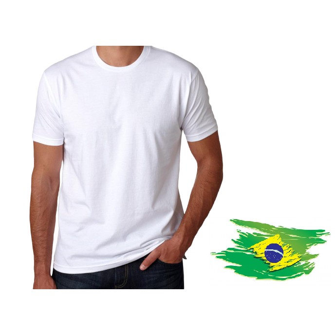 Camisa masculina BRANCA 100% poliéster para sublimar (camiseta) em Oferta na Shopee