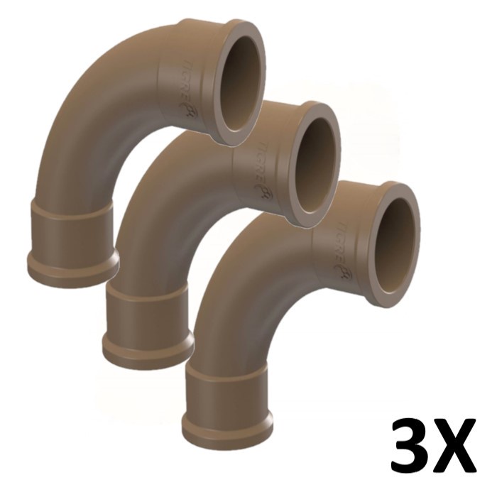 Kit 3 Curva Longa 90? Soldavel 3/4'' (25mm) Tigre
