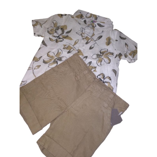 Conjunto infantil camisa floral estampada e bermuda / Roupa infantil masculino / Camisa e bermuda infantil