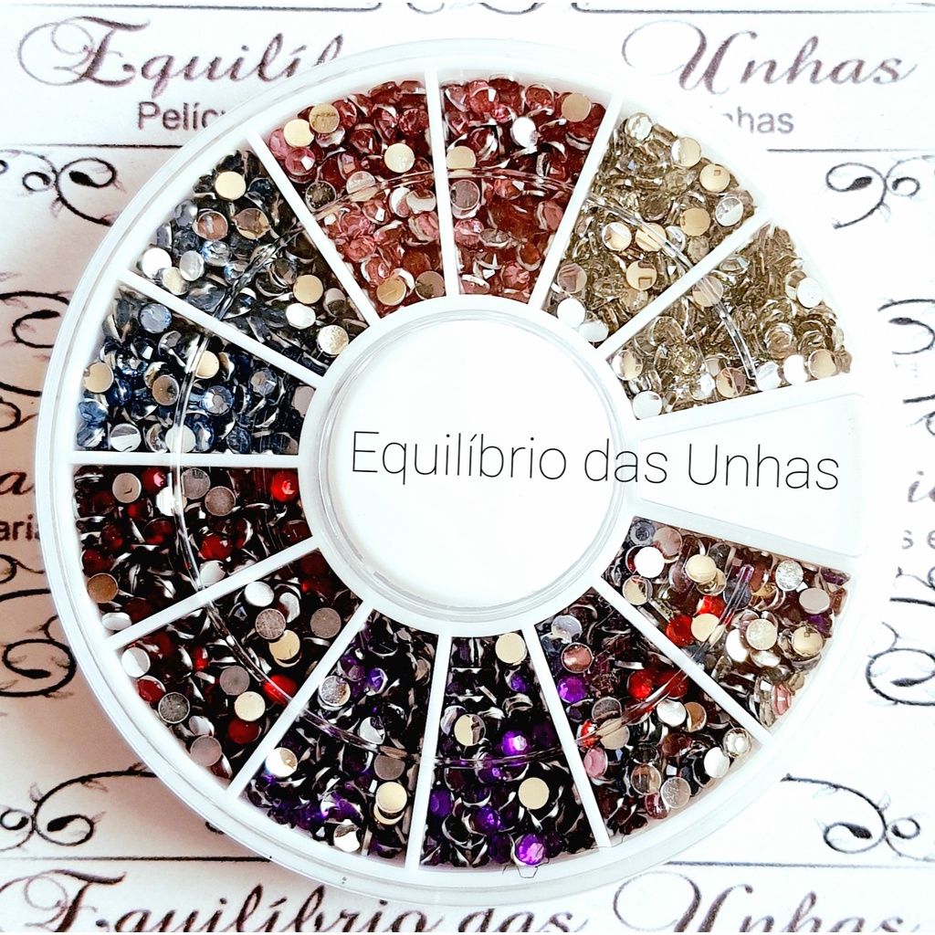 Disco Pedrarias Strass Resina 2mm, pedrarias para unhas, joias de unha, decoração de unha e nail  art