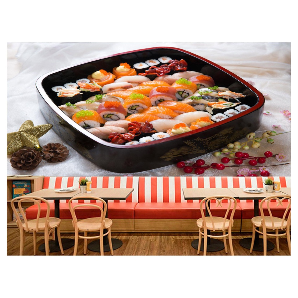 papel de parede comida japonesa sushi 3D 7,5m² AL198