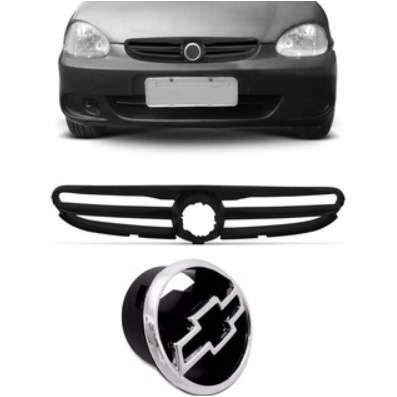 KIT Grade do Radiador Preto Corsa Classic 03/09 + Emblema