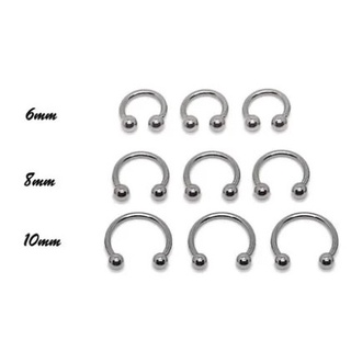 12 Piercing Ferradura Septo Anel Lábio Mamilo Sobrancelha Lobo Orellha Kit  Piercing  316L  6, 8, 10mm