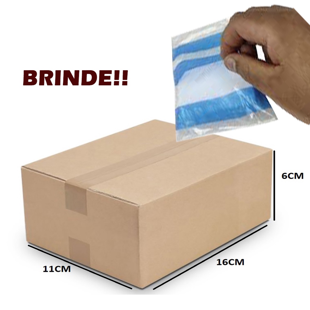 10 Caixas de Papelão 16 X 11 X 06 + Brinde 10 Awb Envelope Canguru Envio Correios Sedex Pac E-commerce