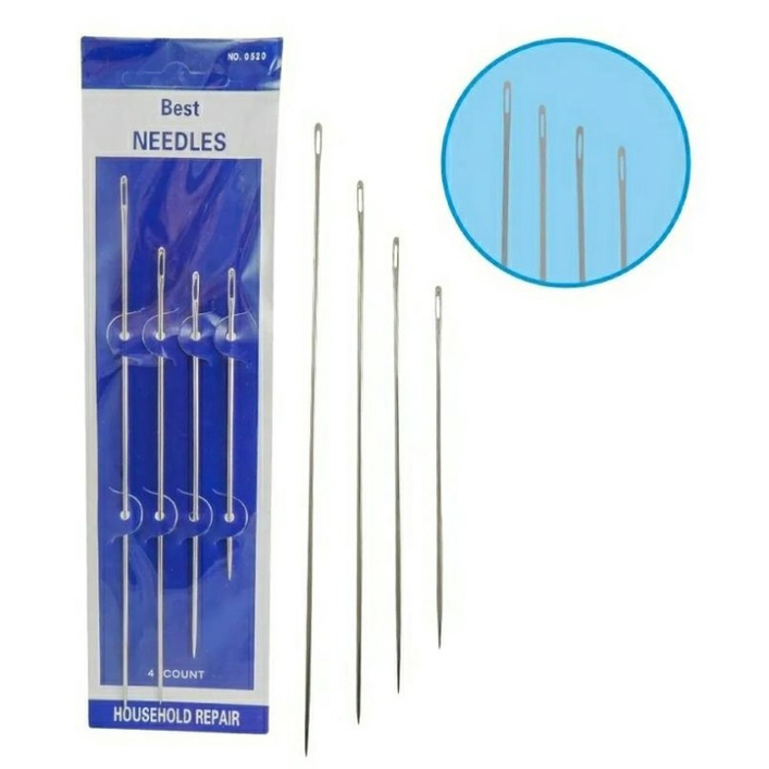 Agulhas De Mão Longas Para Boneca De Pano Artesanato 4 Pcs