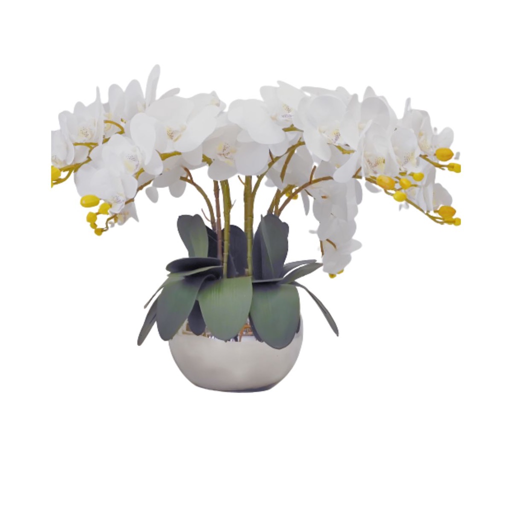 Arranjo Flores 8 Galhos Orquídeas Branca e Vaso | Shopee Brasil