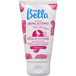 Creme Depilatório Facial Depil Bella 40g Indolor Buço Queixo Remoção Imediata dos Pelos Sem Irritar Ressecar Pele Lisa Suave Refrescante Prático Rápido Indolor Hidratante Desodorante Óleo Argan Manteiga Karité Emoliente Nutritivo Protetor Pele Delicada