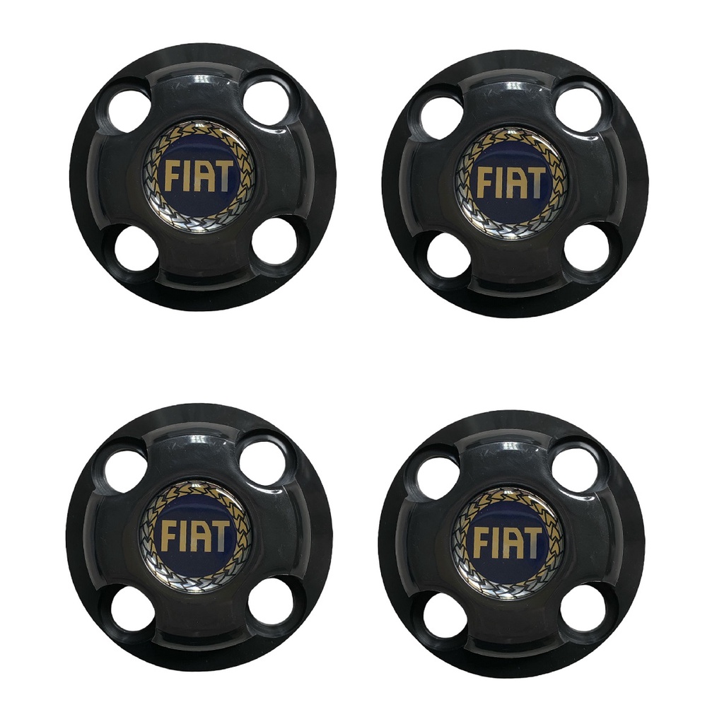 Kit 4 Calotinha central 4 furos 4x100 Preta Para Carro fiat palio Roda ...