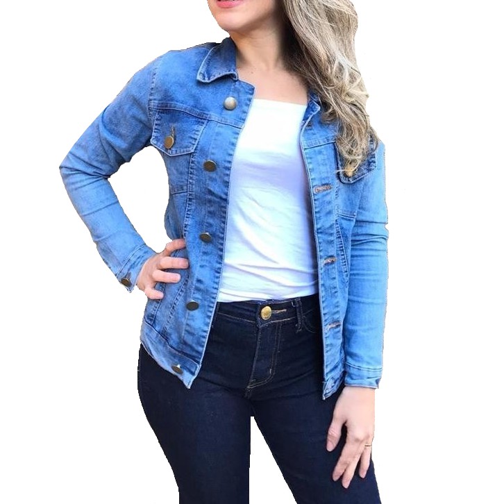 casaquinho jeans feminino