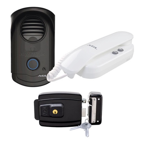 Kit Agl Interfone Slim S100 + Fechadura Reversível