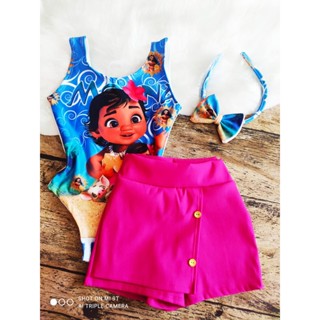 Body + Short saia Bengaline + Tiara (conjunto infantil) 3 peças! em Oferta na Shopee
