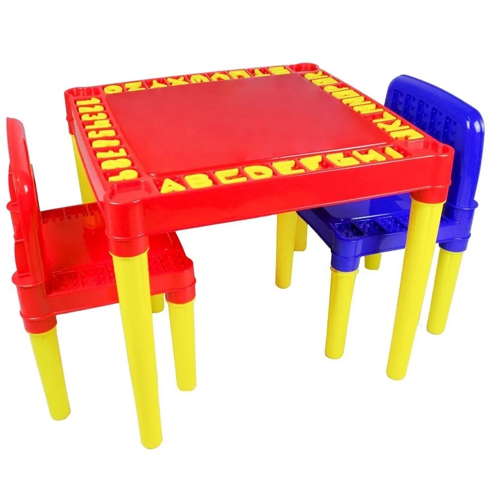Jogo De Mesa Com 02 Cadeiras Plástica Infantil Kit Desmontável