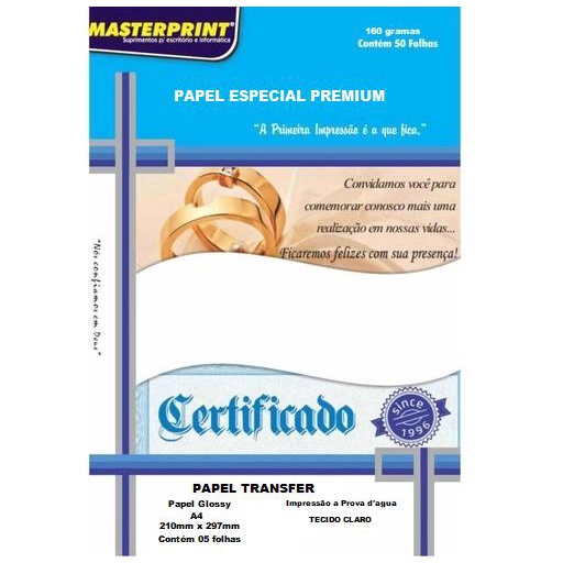 Papel Transfer Tecido Claro 160g Masterprint Shopee Brasil 2612