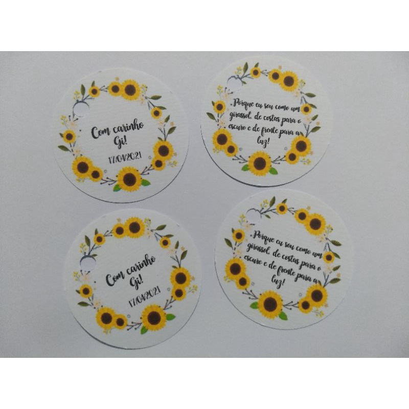 TAG personalizada agradecimento festa girassol flores em Oferta na Shopee