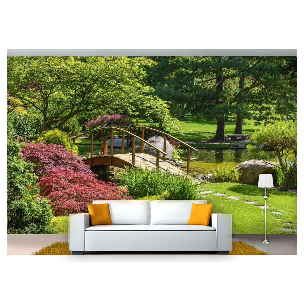 papel de parede Jardim Japonês Ponte Japão 3D 10m² JJP01