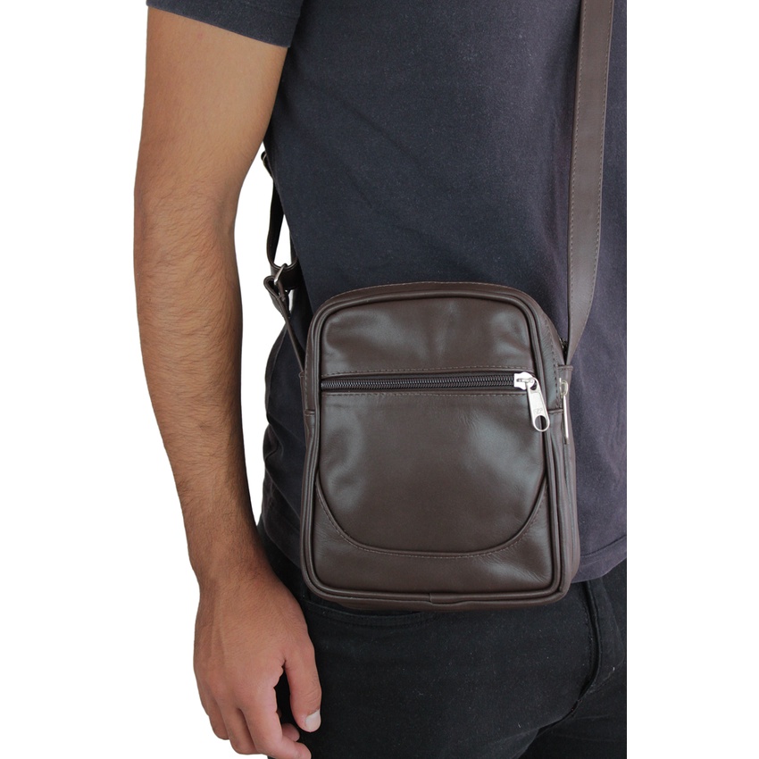 Shoulder Bag Transversal 100% Couro Bovino Legítimo 05 Unissex Bolsa Nécessaire Transversal