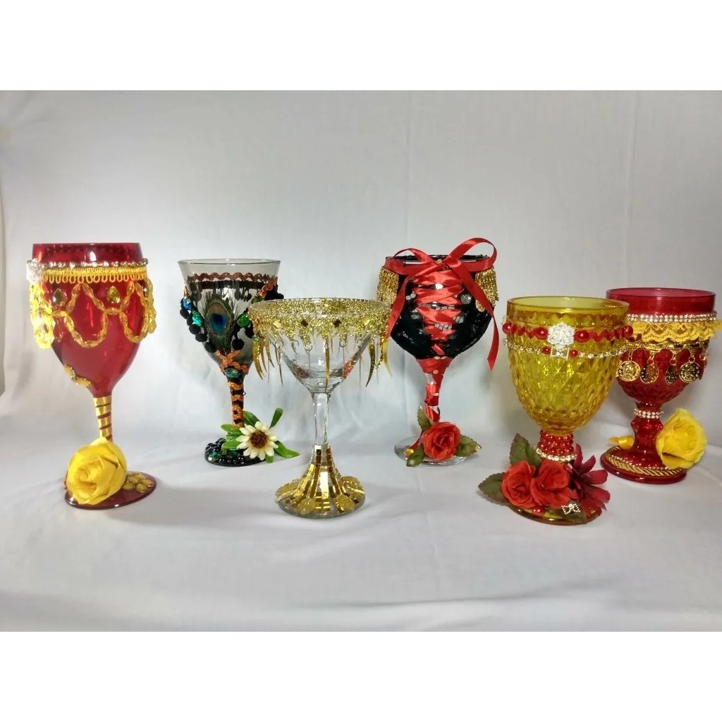 Taça decorada Legba Pombagira Cigana Umbanda Candomblé Maria Padilha unidade