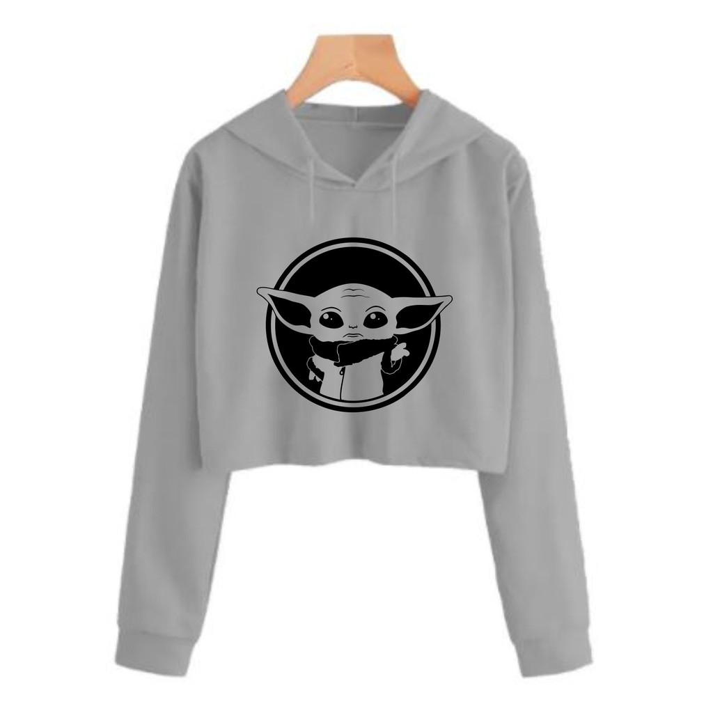 Moletom Cropped Baby Yoda Star Wars Feminino Shopee Brasil