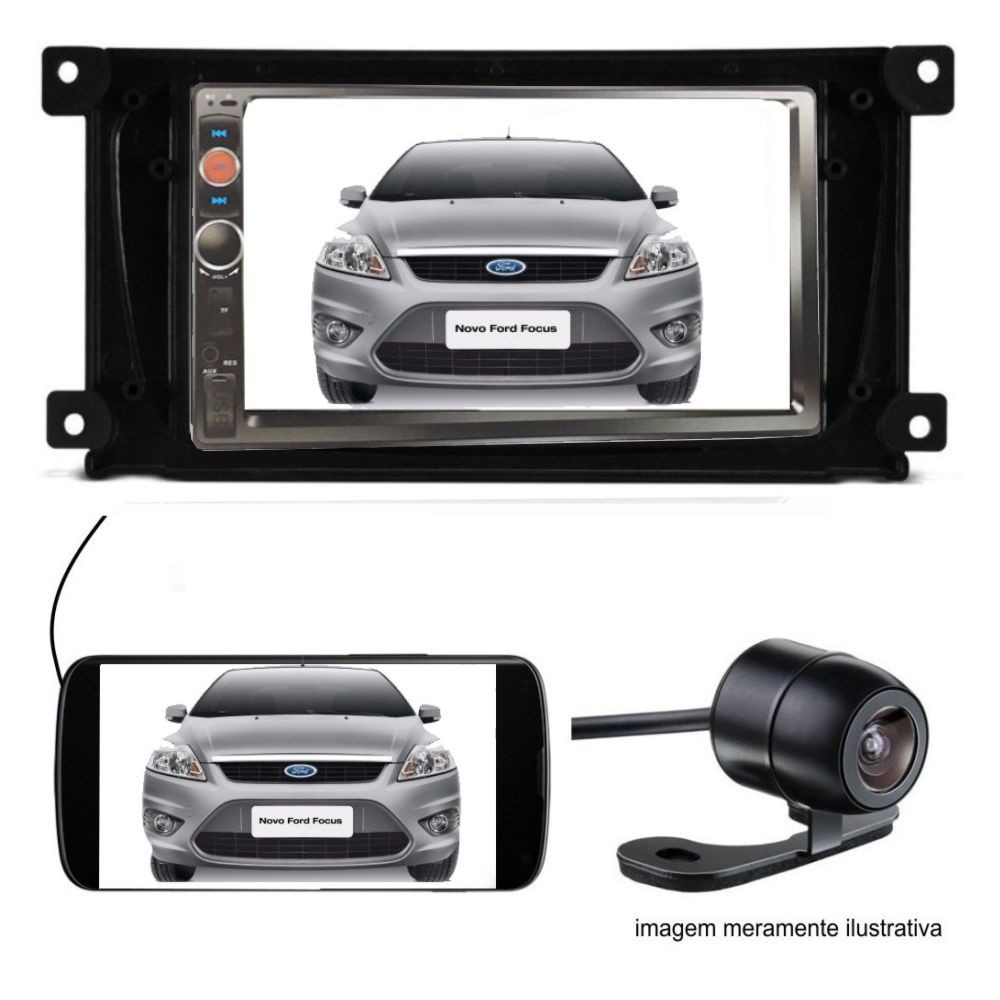 Central Mp5 2 Din Preta Ford Focus 09/13 + Camera de re